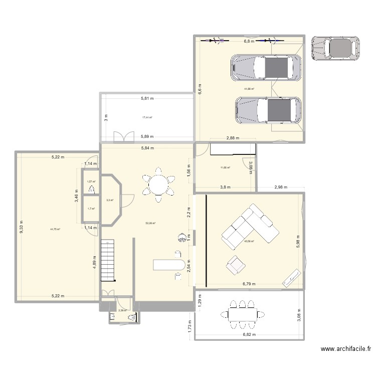 maison actuelle. Plan de 10 pièces et 221 m2