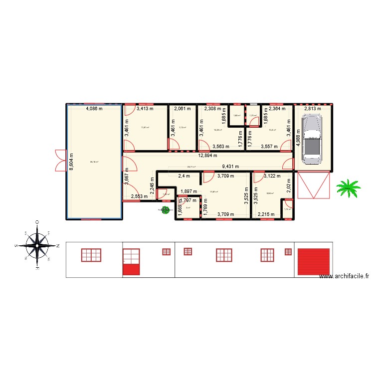 ABRADINE 1. Plan de 14 pièces et 149 m2