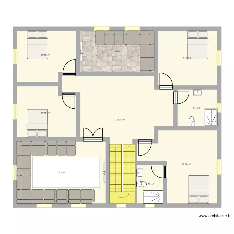 R1 djeol. Plan de 9 Pièces et 144 m²