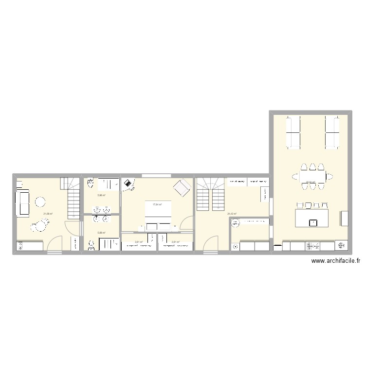 TILLOY V LMD. Plan de 8 pièces et 127 m2