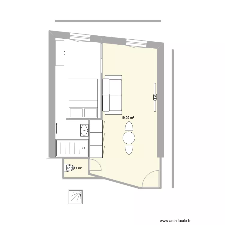 barla 2. Plan de 2  et 20 m²