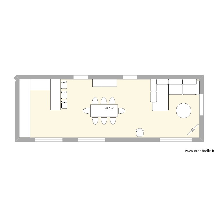 Maison. Plan de 1 pièce et 45 m2
