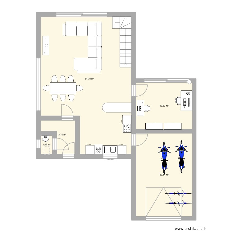 maison. Plan de 5 pièces et 91 m2