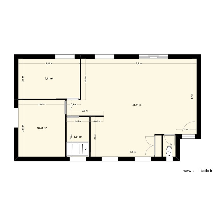 Saran. Plan de 4 pièces et 65 m2