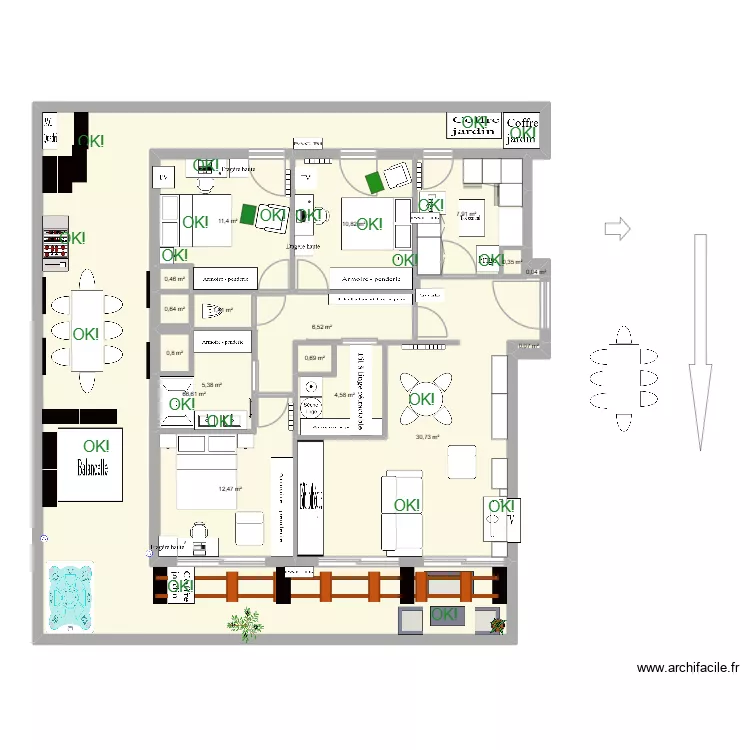A402 grisettes clim bi-quadri. Plan de 17  et 161 m²