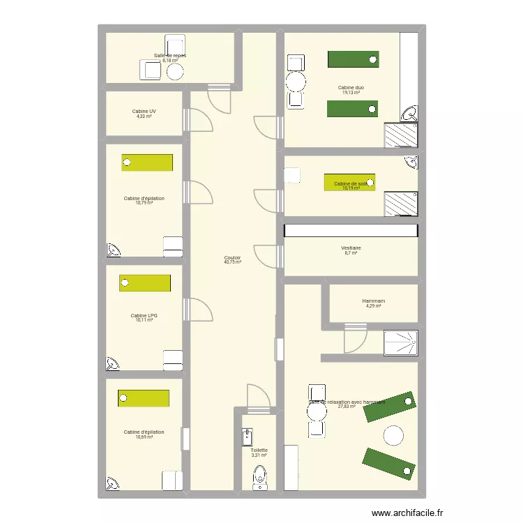 Suite (après la buanderie) de l'institut belle et zen. Plan de 12 et 158 m² Suite (après la buanderie) de l'institut belle et zen. Plan de 12 et 158 m²