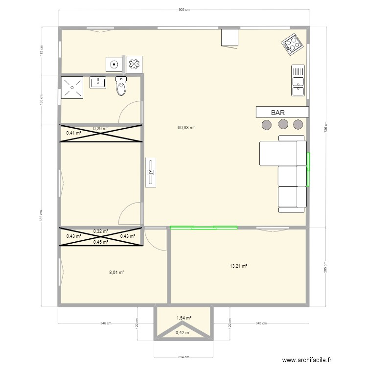 Projet locatif . Plan de 11 pièces et 87 m2