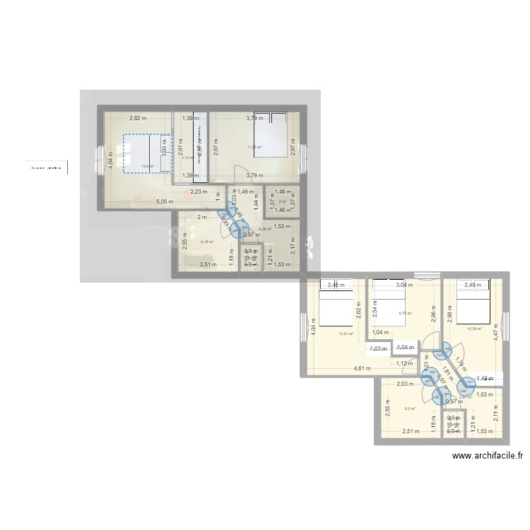 ETAGE 3. Plan de 13 pièces et 89 m2