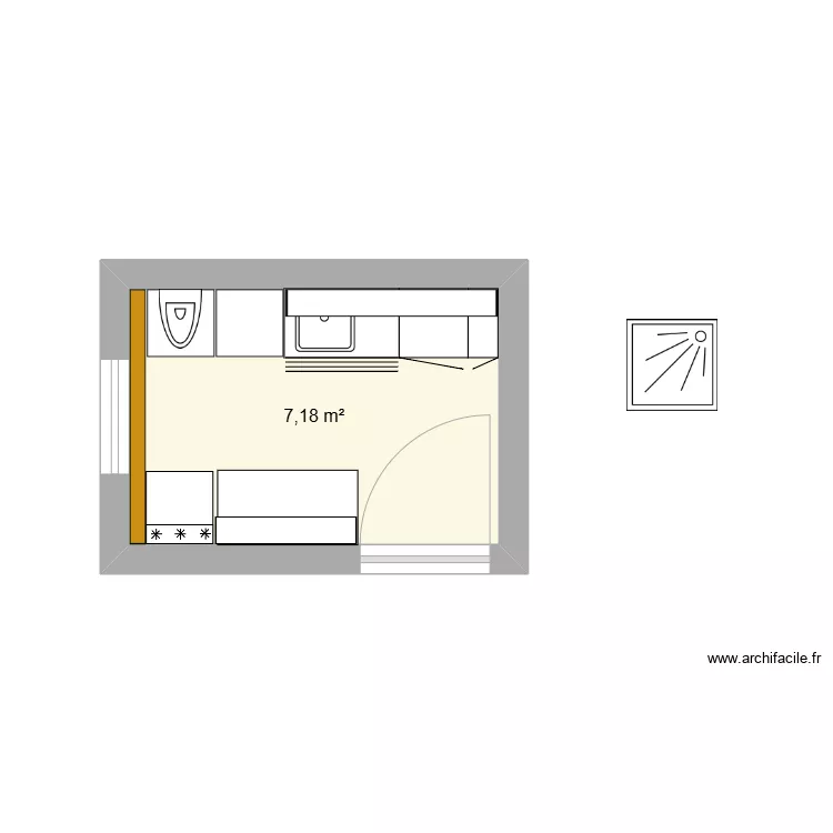 Buanderie V1 sans douche. Plan de 