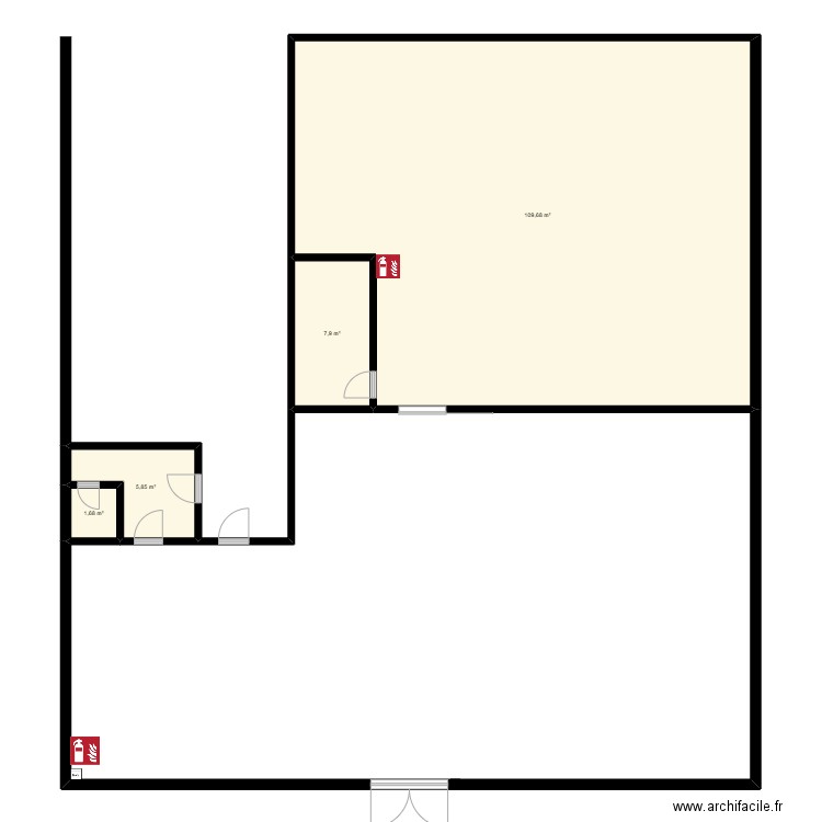 plan d'évacuation magasin. Plan de 4 pièces et 125 m2