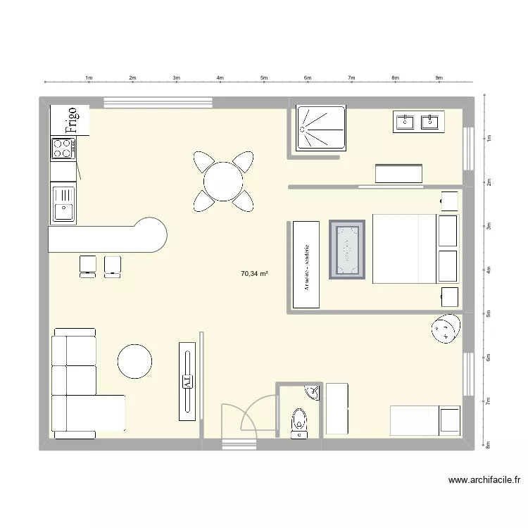 Architecture d&rsquo;int&eacute;rieur mobilier. Plan de 1  et 70 m²