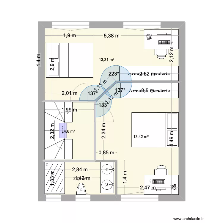 Nouveau plan étage 2 chambres douche. Plan de Nouveau plan étage 2 chambres douche. Plan de