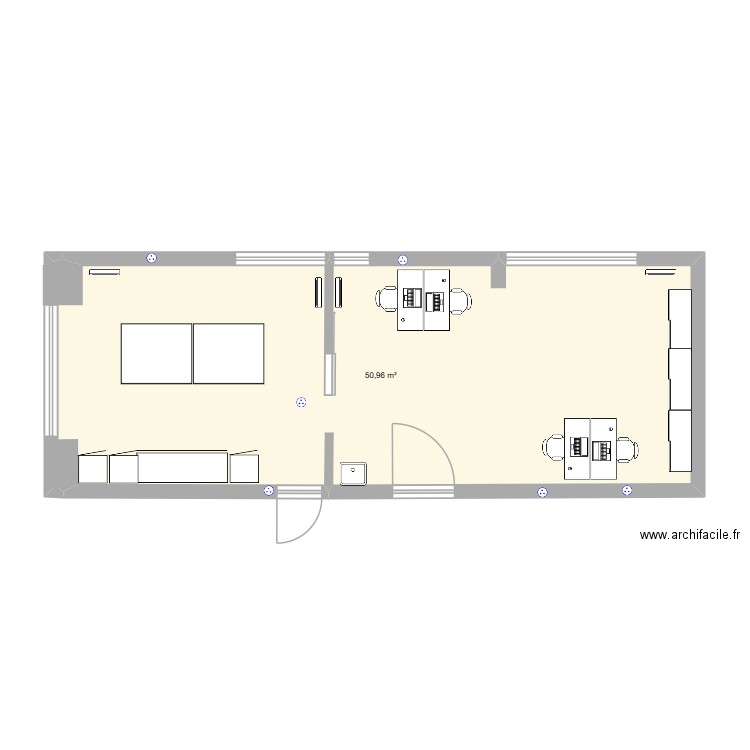 Delta Bureau bis. Plan de 1 pièce et 51 m2