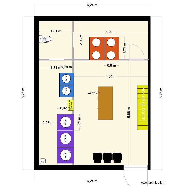 Plan laverie Eysines. Plan de 1 pièce et 45 m2