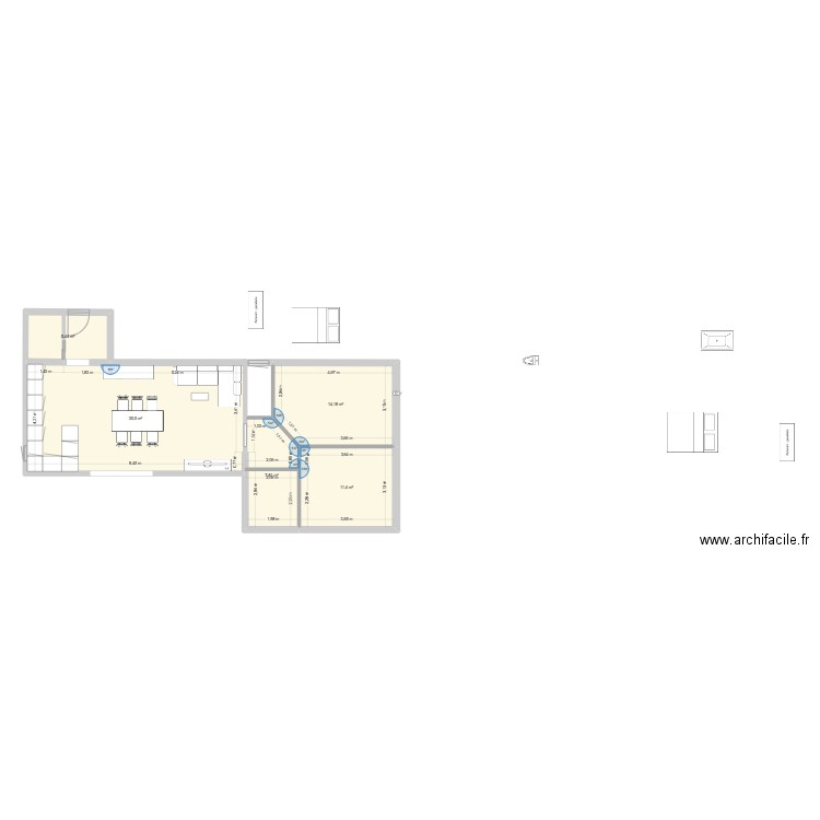 plan maison. Plan de 5 pièces et 74 m2