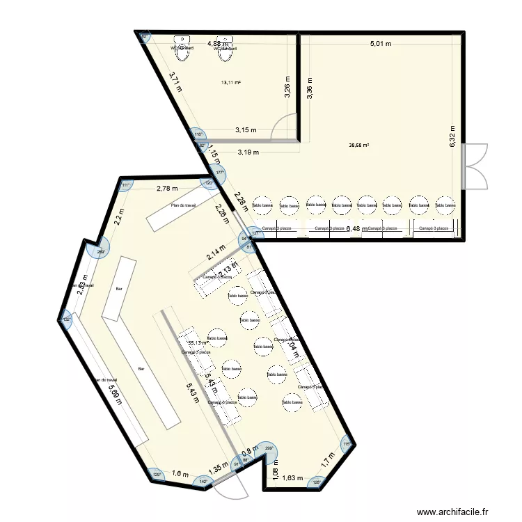 Plan Après Travaux BAR LE CALYPSO. Plan de 3 pièces et 107 m² Plan Après Travaux BAR LE CALYPSO. Plan de 3 pièces et 107 m²