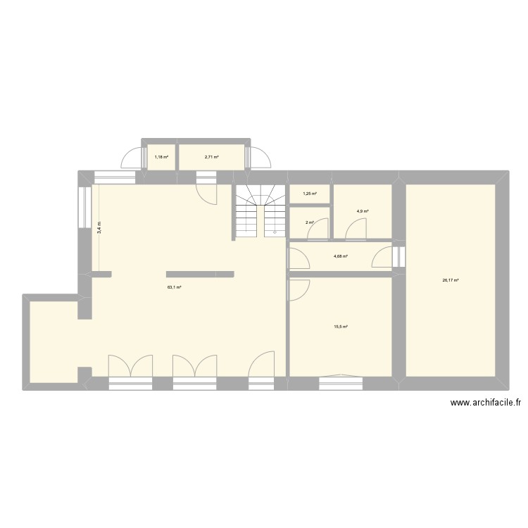 Cuisine Pleyber-Christ. Plan de 9 pièces et 121 m2