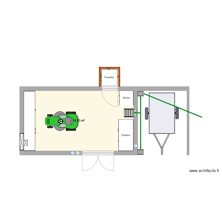 poulailler. Plan de 1 pièce et 17 m2