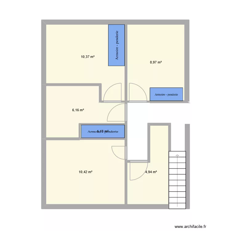 Etage maison. Plan de 6 et 42 m² Etage maison. Plan de 6 et 42 m²