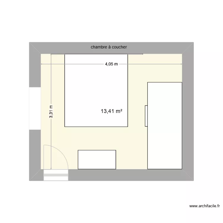 chambre &agrave; coucher. Plan de 1  et 13 m²