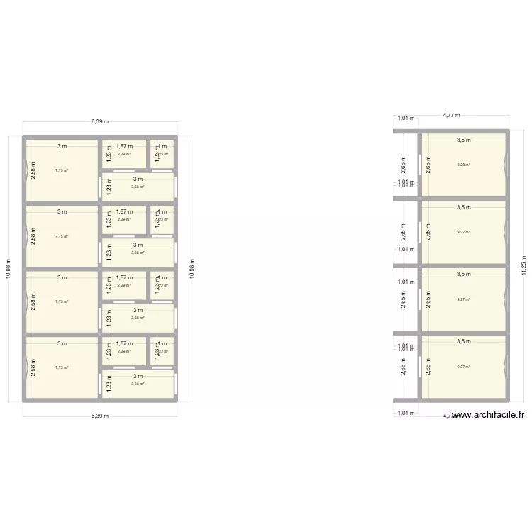 STUDIO. Plan de 20  et 97 m²