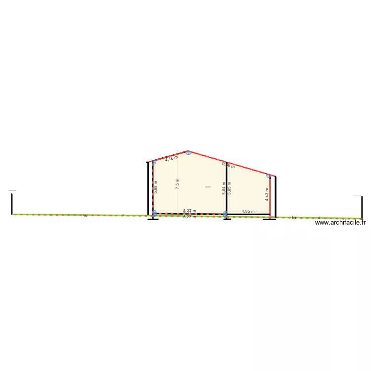 plan de coupe du terrain tn tf. Plan de 2  et 80 m²