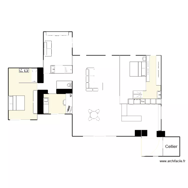 Maison V2. Plan de 7  et 82 m²