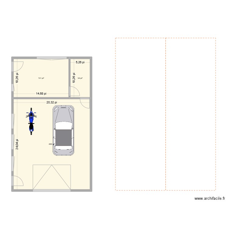 garage kim valiquette. Plan de 3 pièces et 64 m2