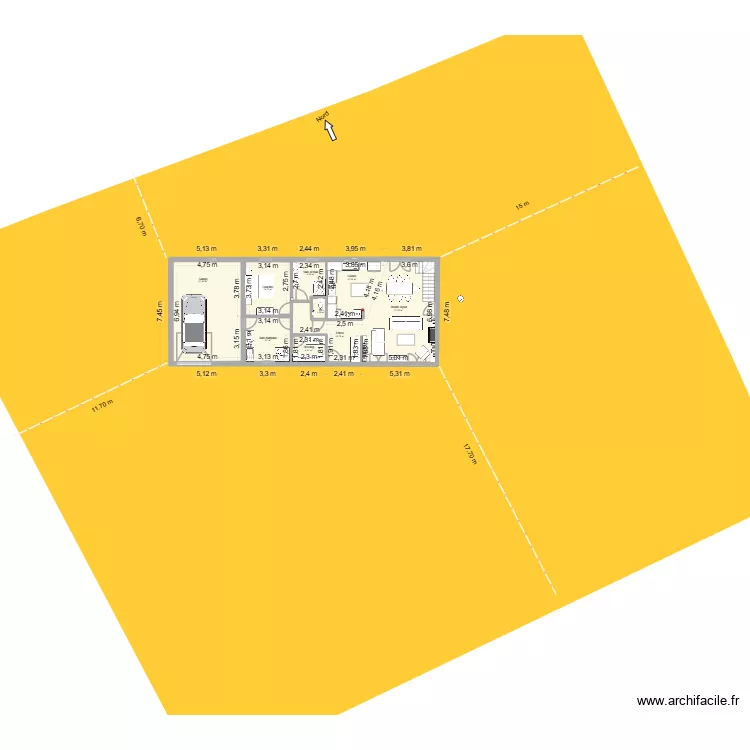 implantation terrain. Plan de 16  et 241 m²