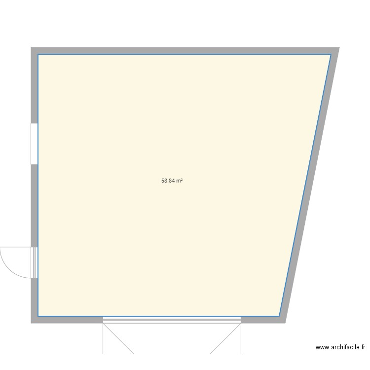 garage. Plan de 1 pièce et 59 m2