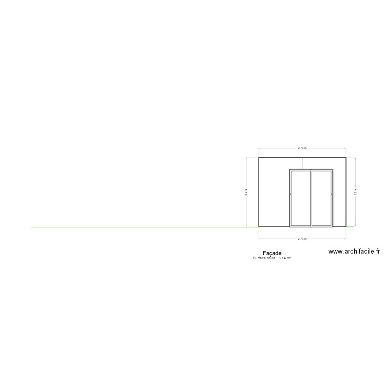 Plan de facade de l'abris de jardin. Plan de 0 pièce et 0 m2