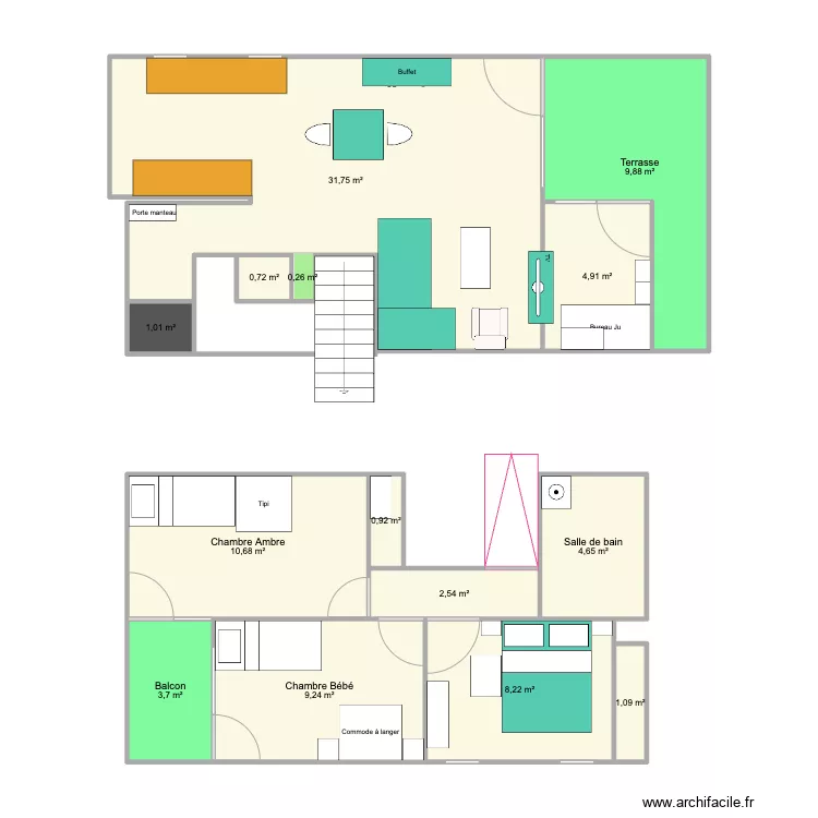 Appart Mabilais. Plan de 