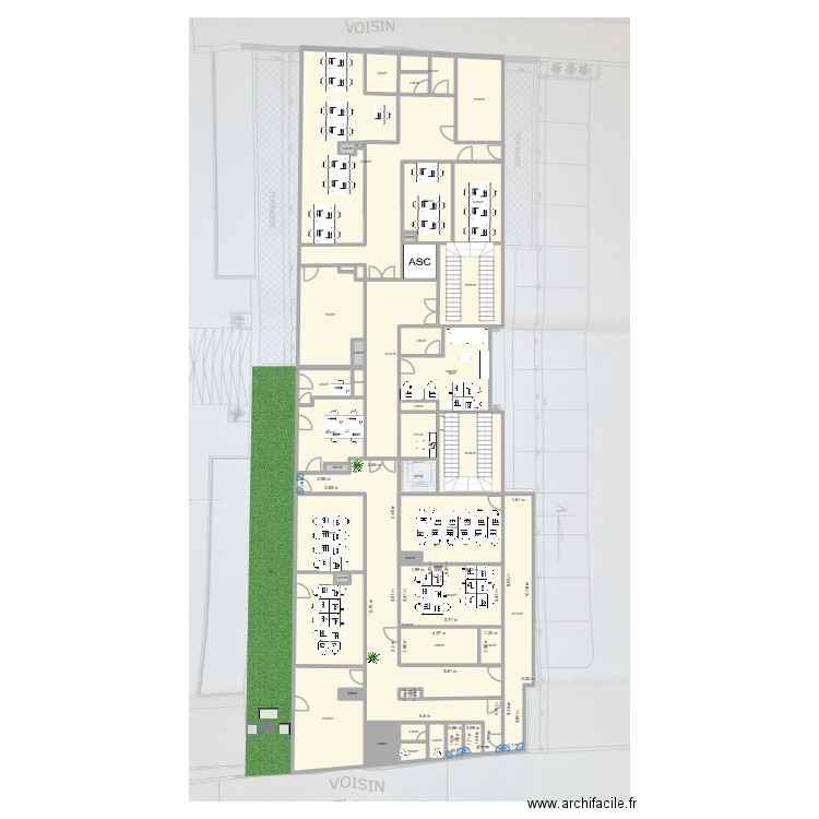 plan 5 eme reel 6. Plan de 44 pièces et 447 m2