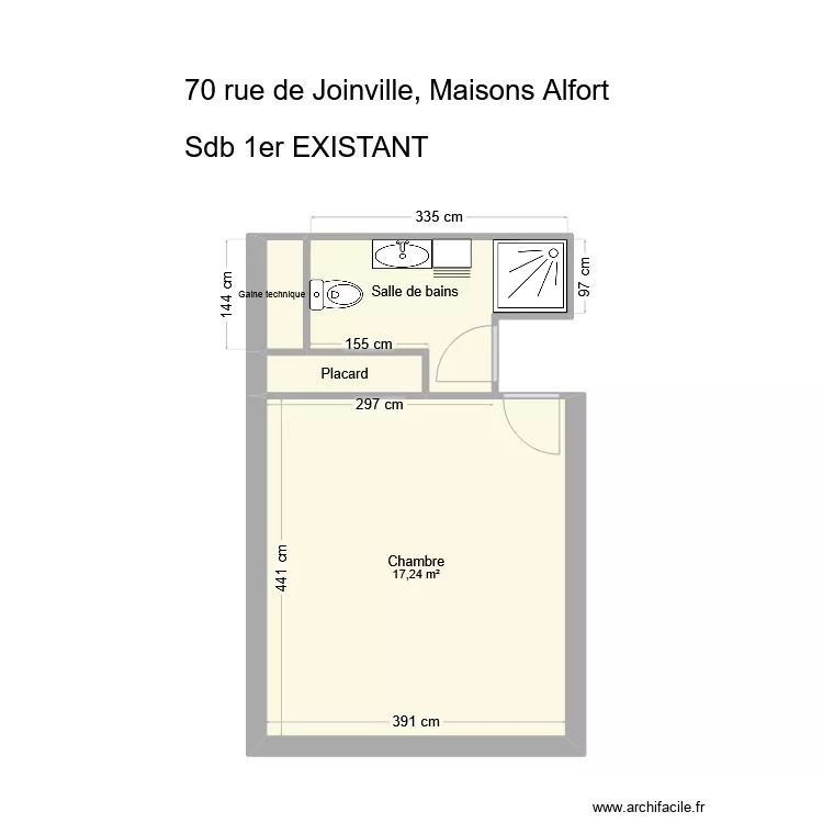 70 Joinville SDB 1er existant. Plan de 