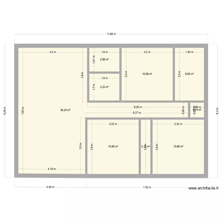 Plan b. Plan de 9  et 87 m²