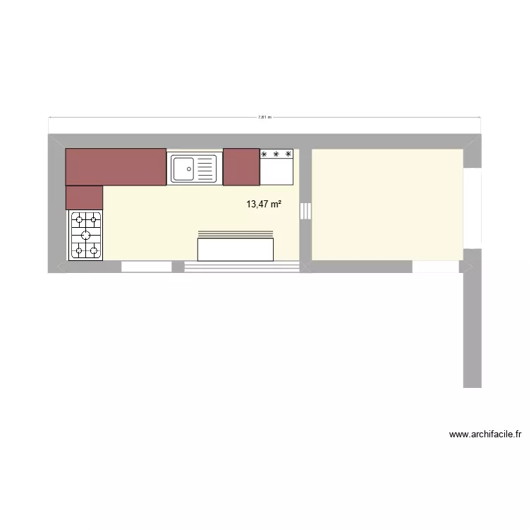 MICHAEL chambre enfants. Plan de 1 Pièce et 13 m²
