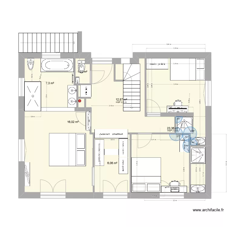 Rouret R+1 V22a. Plan de 