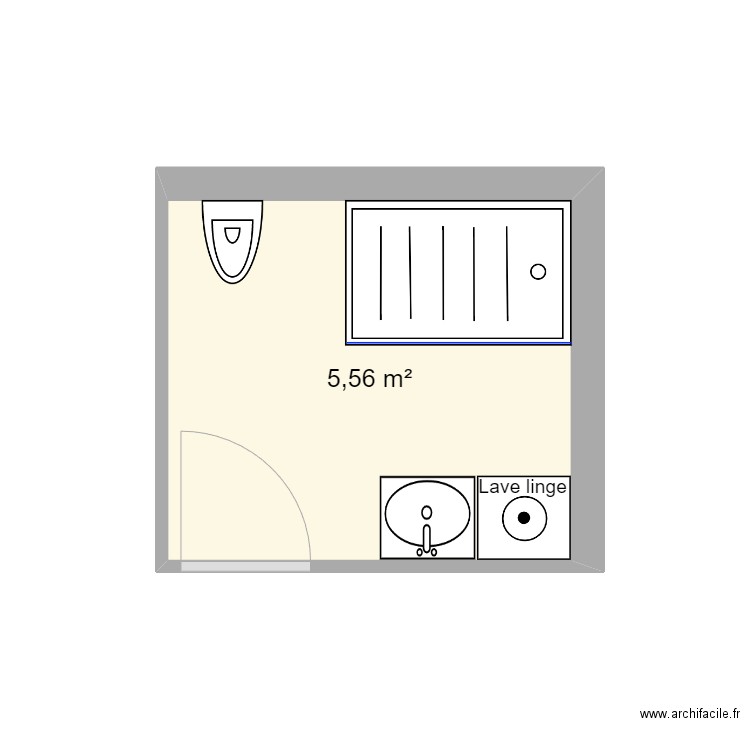 DUC. Plan de 1 pièce et 6 m2
