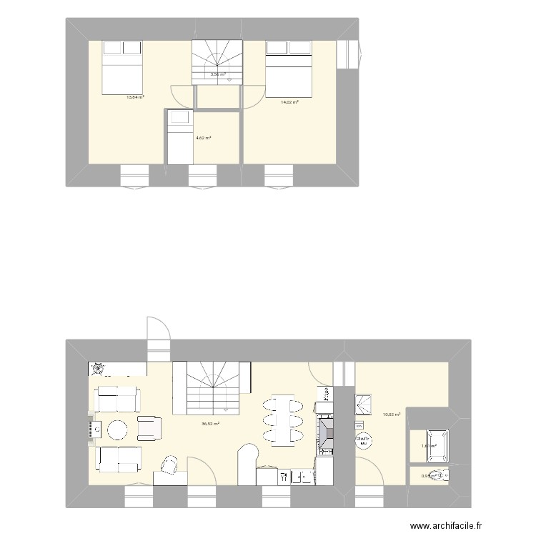 Traonvoez aménagement . Plan de 8 pièces et 85 m2
