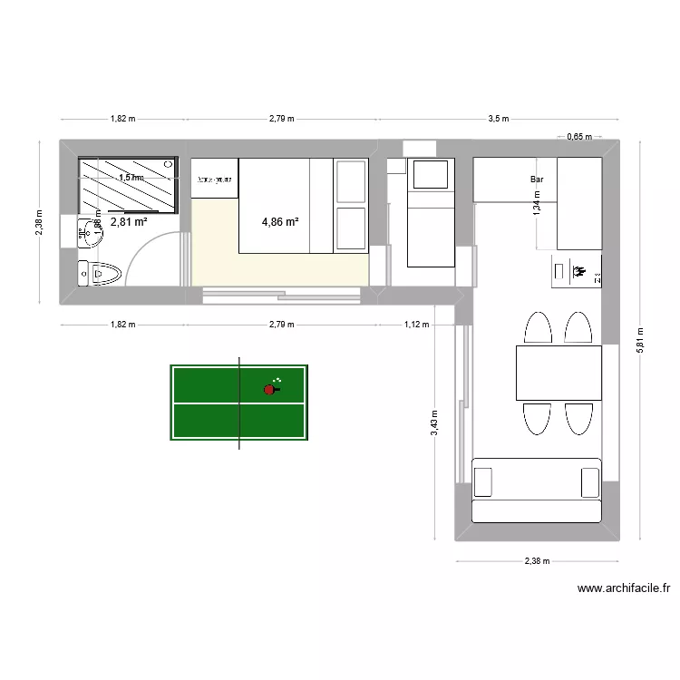 projet rdm. Plan de 2  et 8 m²