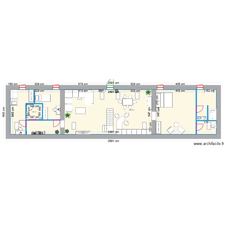 1er etage plan 3 avec 2 ch enf + 1 adulte (14.02.2025). Plan de 2 pièces et 139 m2