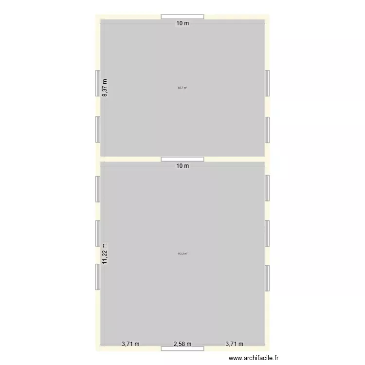 Chai avant travaux. Plan de 2 Pièces et 196 m²