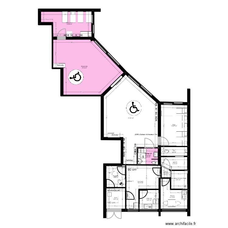 92 Nanterre 118 Salvador Projet rectif cote. Plan de 14 pièces et 121 m2