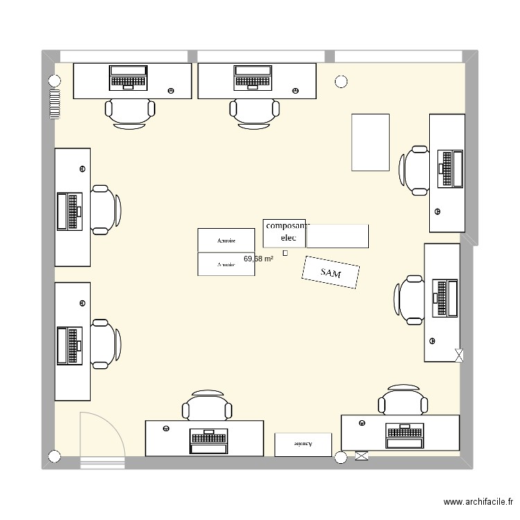 S103. Plan de 1 pièce et 70 m2