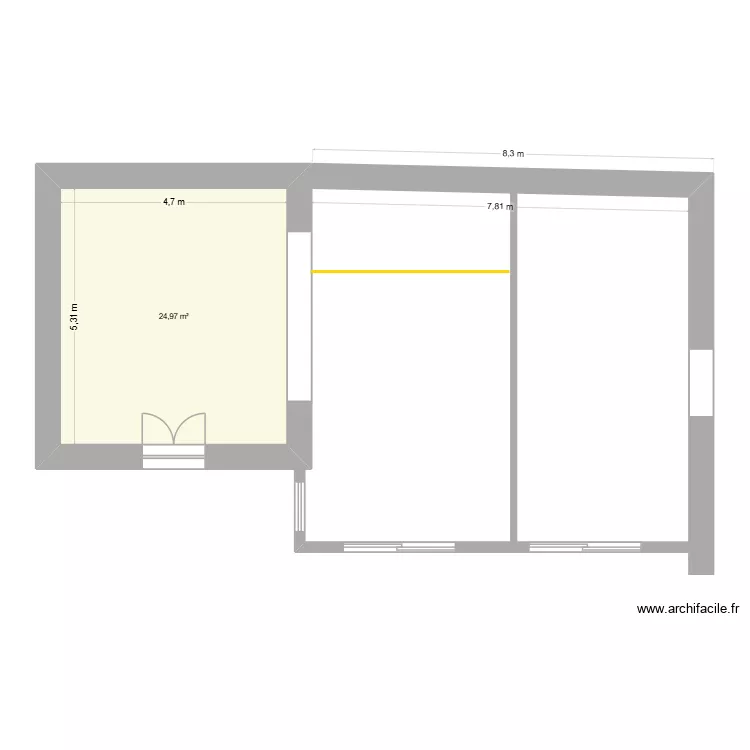 lilianfini2. Plan de 1  et 25 m²