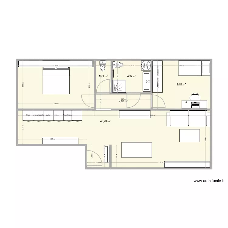 Plan Beaumont 2. Plan de 5 pièces et 64 m²