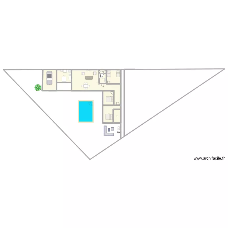 Maison 2. Plan de 7  et 141 m²