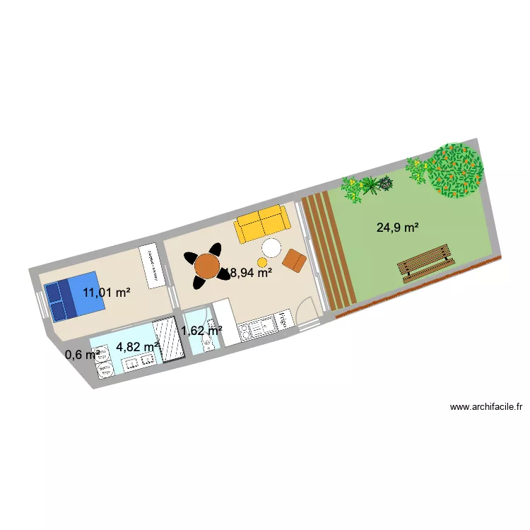 appart. Plan de 6  et 62 m²