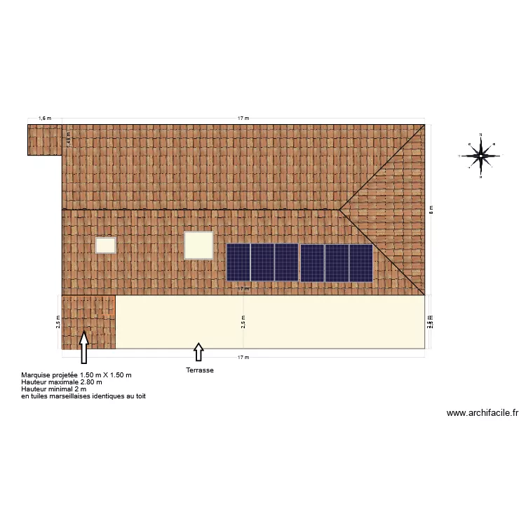 plan du toit marquise projet&eacute;e. Plan de 