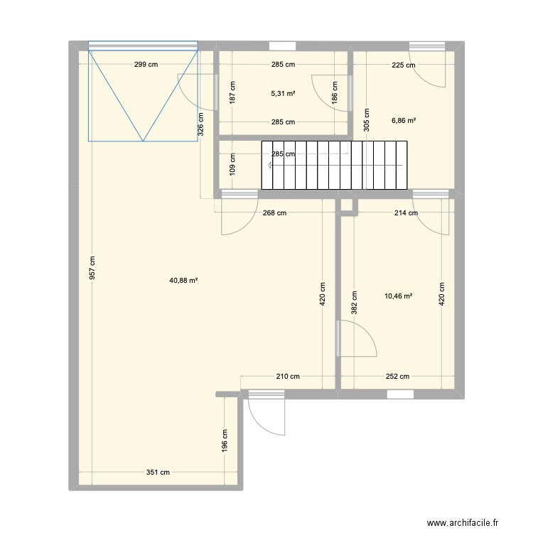 Motte Brulon 2ème maison RDC. Plan de 6 pièces et 67 m2